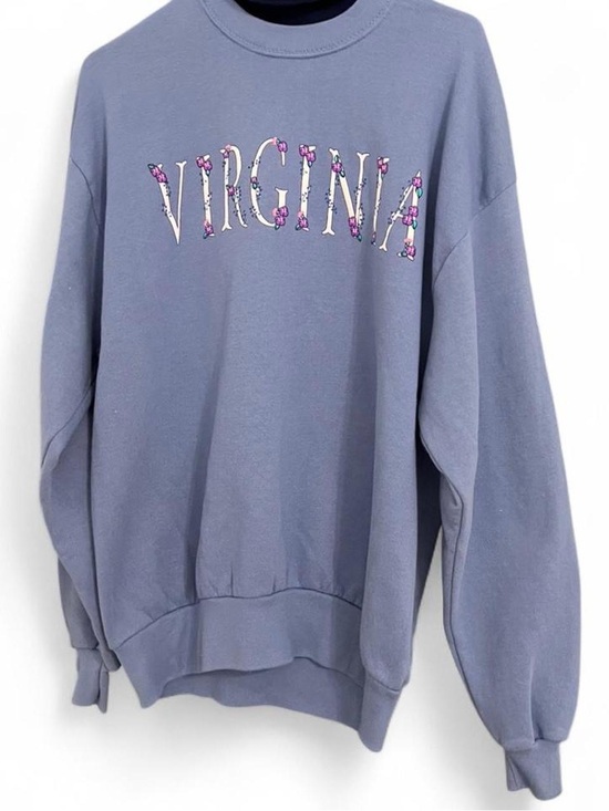 Gopher Sport Tops - Virginia Floral-Accent Crewneck Sweatshirt - Blue